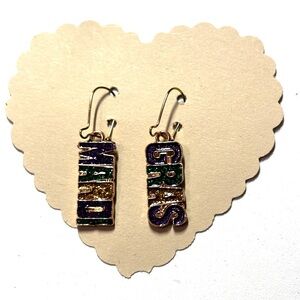Chic Gold and Purple Mardi Gras Dangle Earrings
